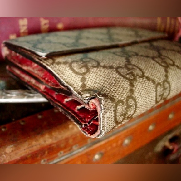 RARE Vintage GUCCI Brown GG Monogram French Wallet Coin Purse Handbag Accessory - Picture 12 of 12